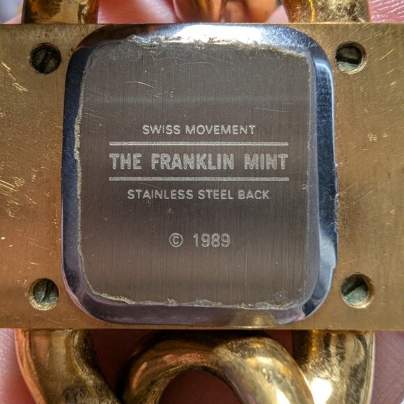 Franklin Mint Watch Designer Alfred Durante Link Bracelet 22k GP Swiss Mov. '89 - Picture 3 of 6